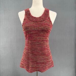 Beyond Threads Cotton Knit Sleeveless Top Womens S Red Made in Peru Bohemian